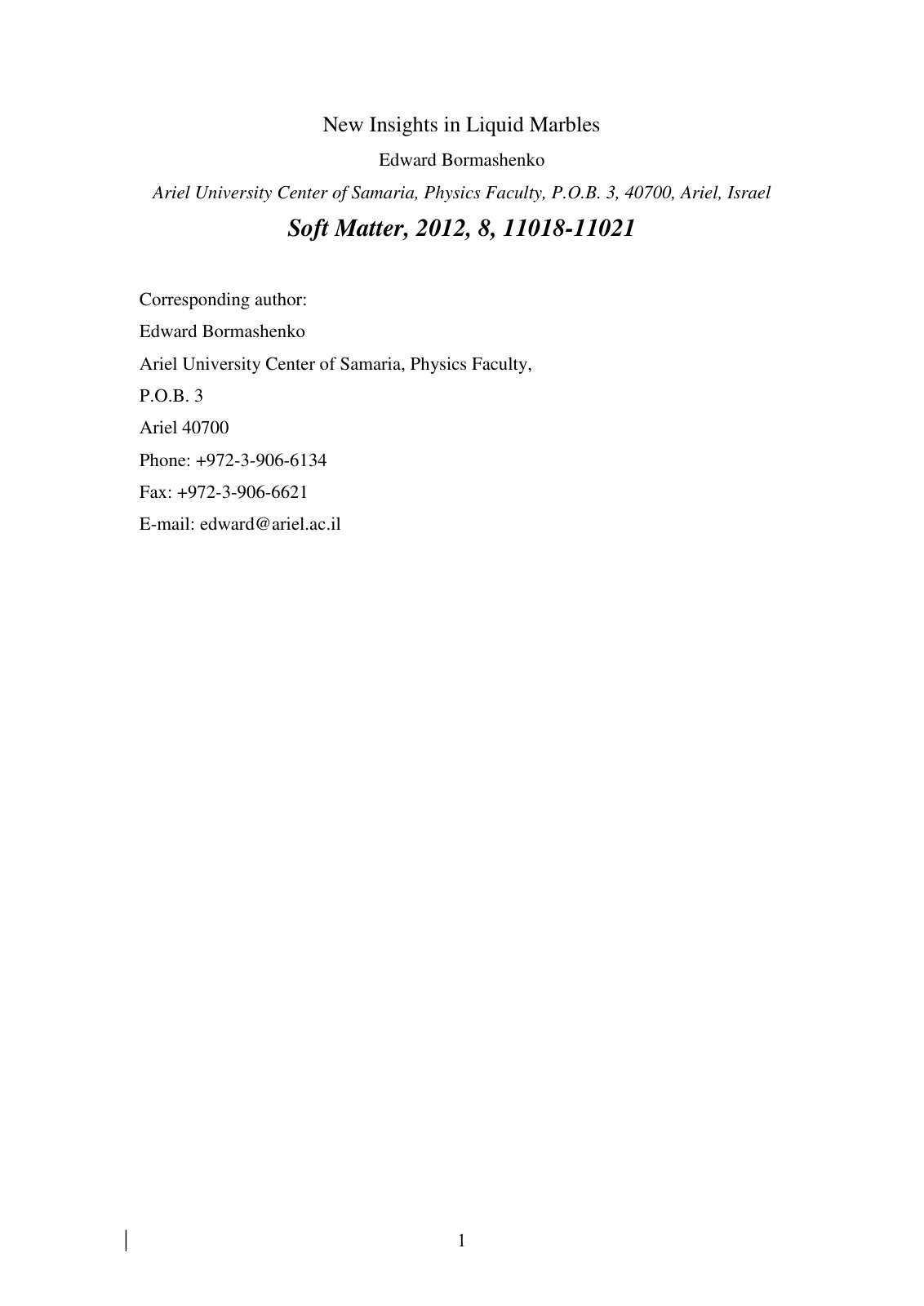 First page of New insights into liquid marbles