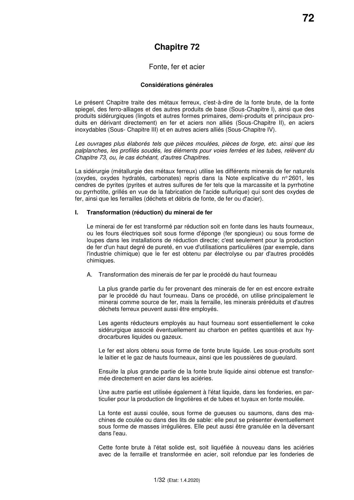 First page of 72 fonte fer et acier