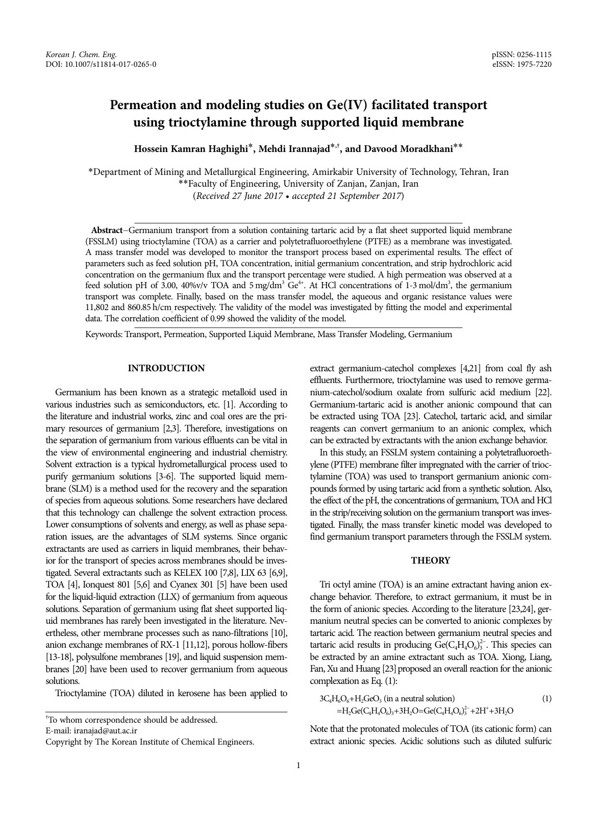 First page of Permeation and modeling studies on Ge IV