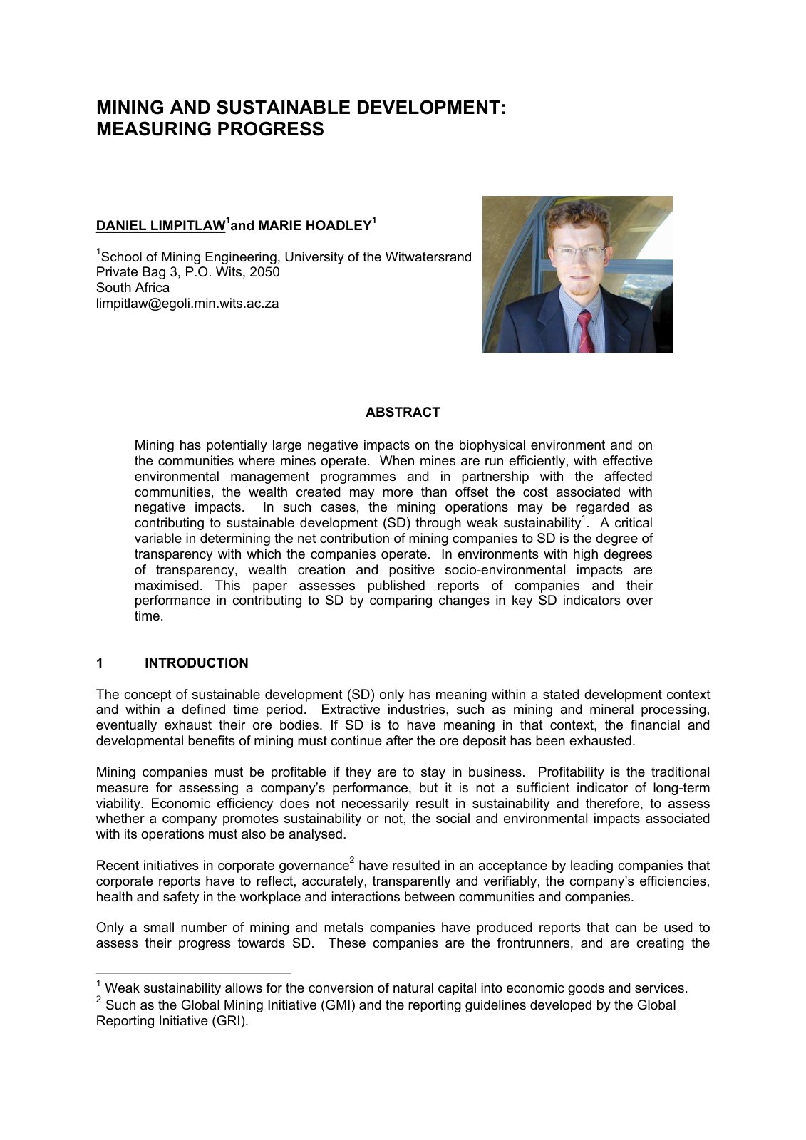 First page of MINING AND SUSTAINABLE DEVELOPMENT MEASU