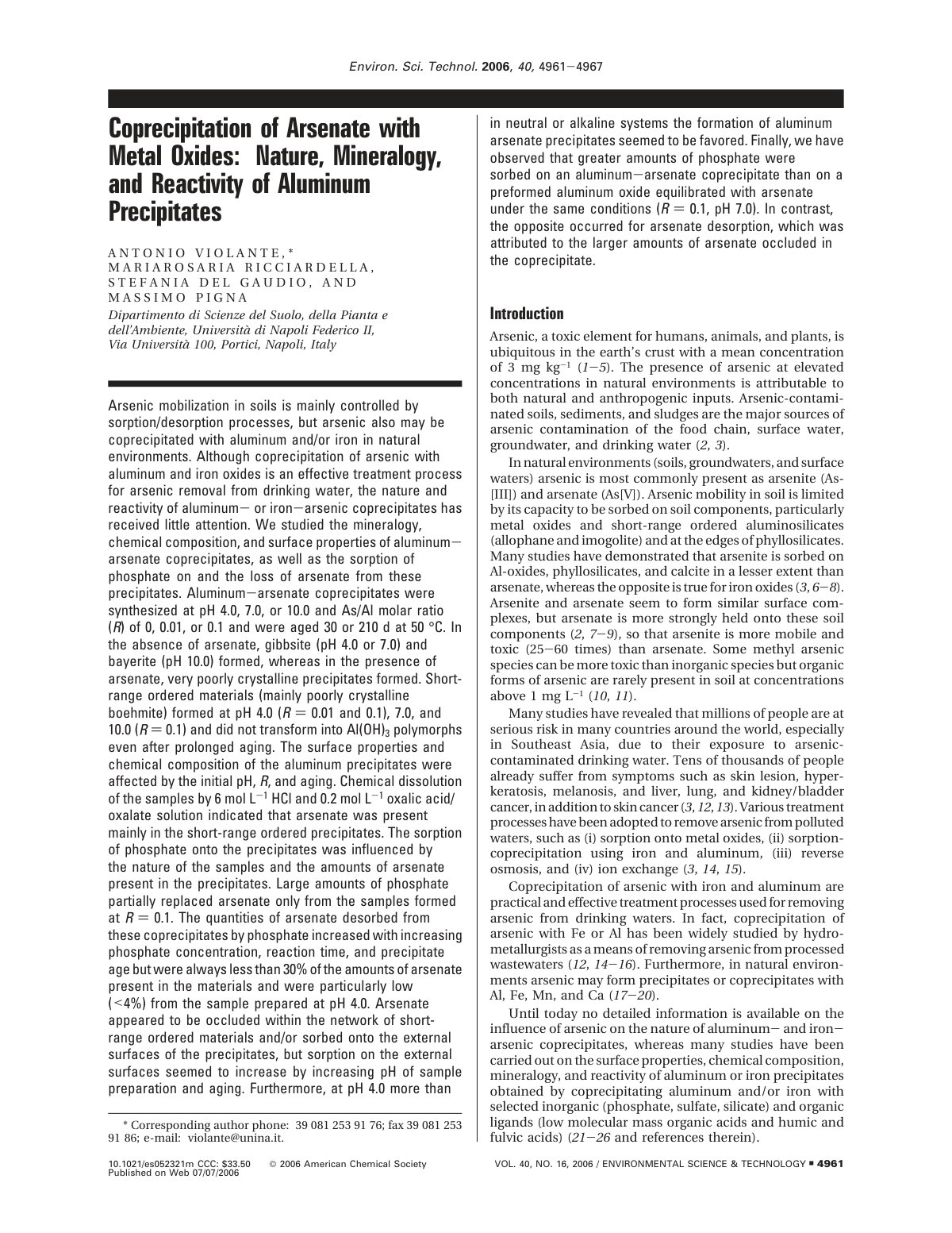 First page of Coprecipitation of Arsenate with Metal O