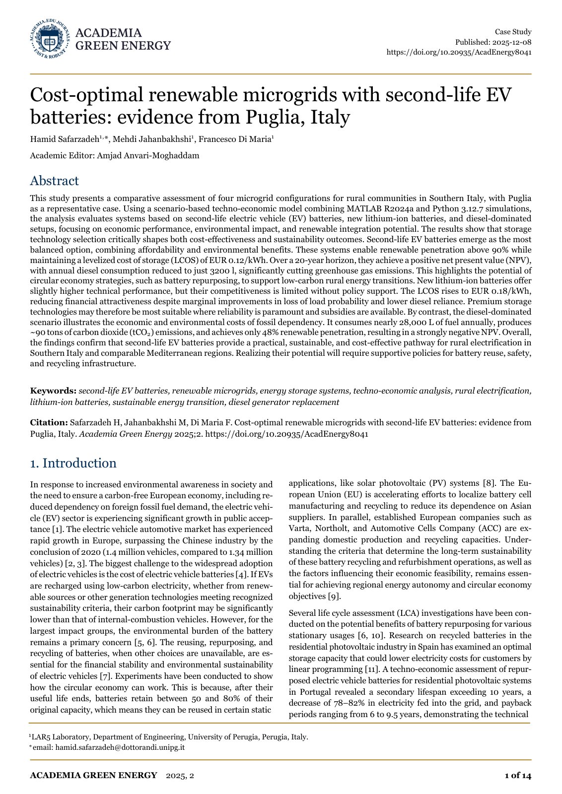 First page of Cost optimal renewable microgrids with s