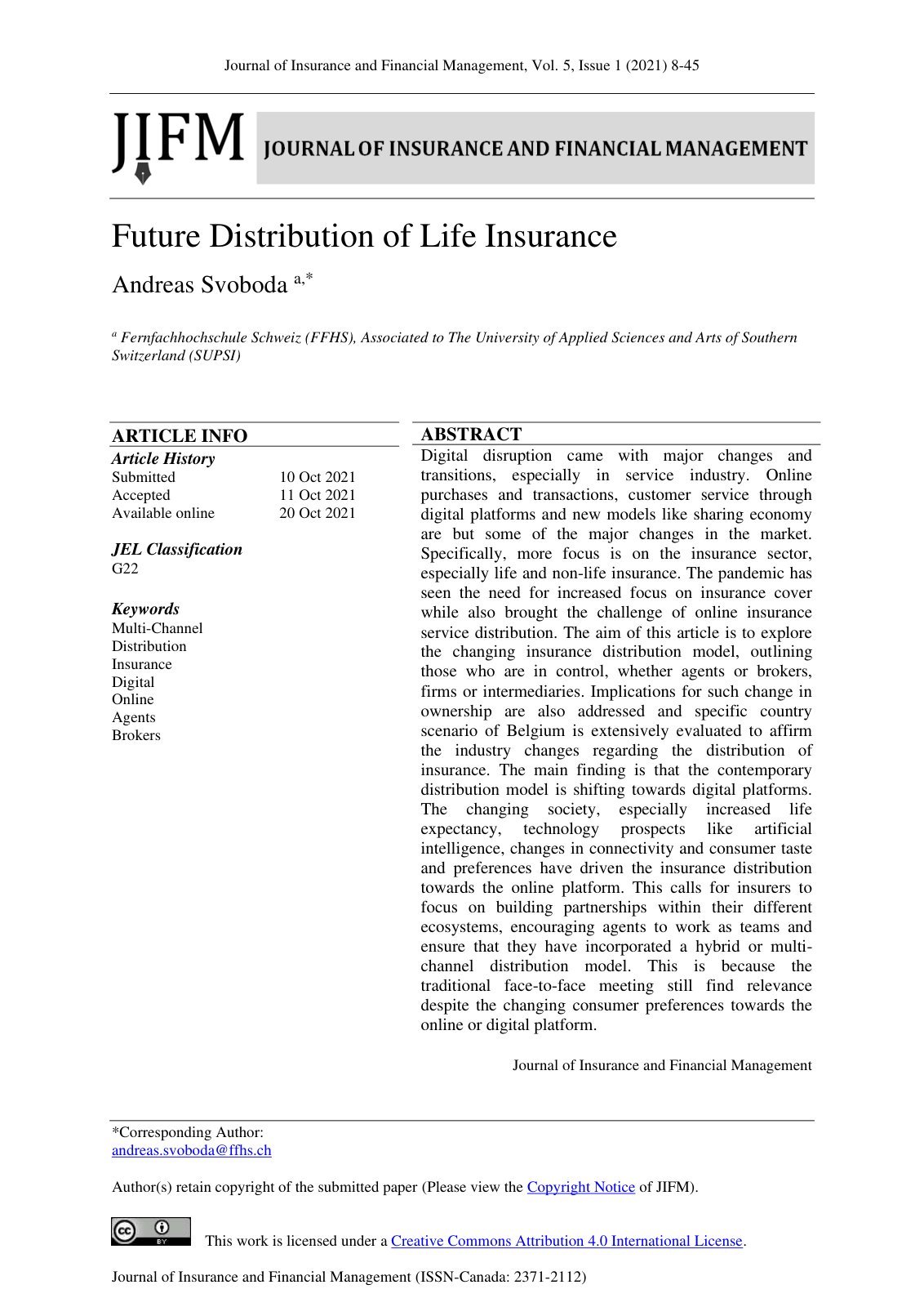 First page of Future Distribution of Life Insurance