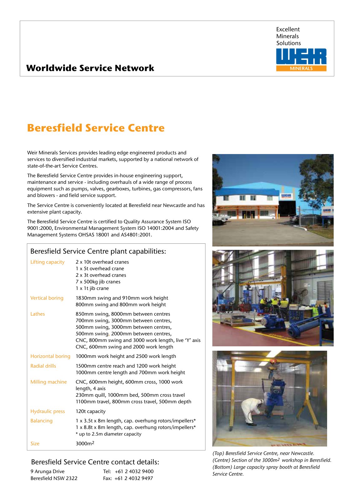 First page of Worldwide Service Network Beresfield Service Centre PREVIEW