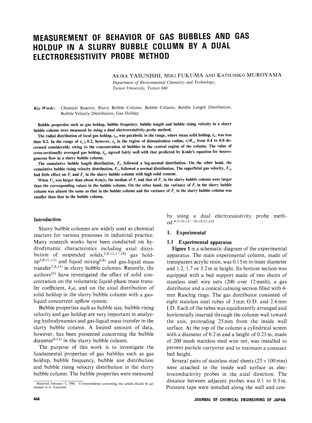 First page of Measurement of behavior of gas bubbles a