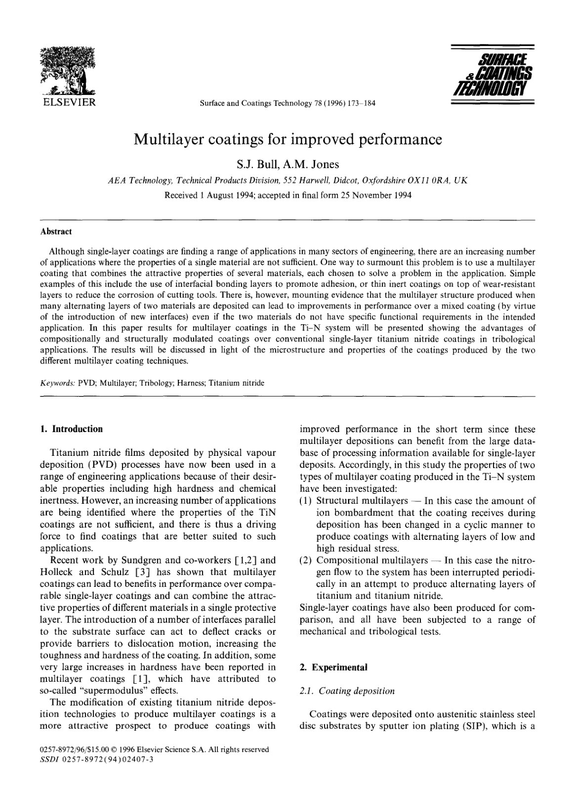 First page of Multilayer coatings for improved performance