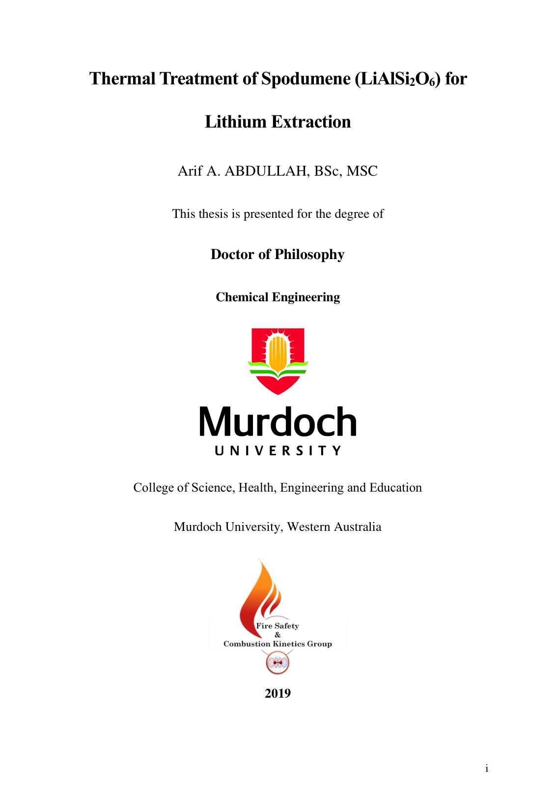 First page of Thermal treatment of spodumene LiAlSi2O6