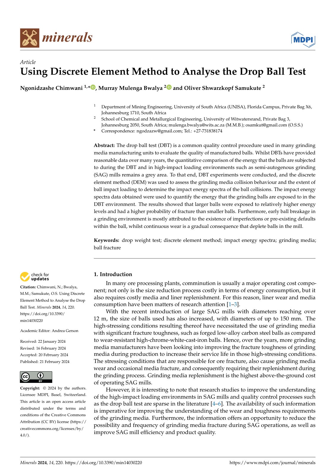 First page of Using Discrete Element Method to Analyse the Drop Ball Test