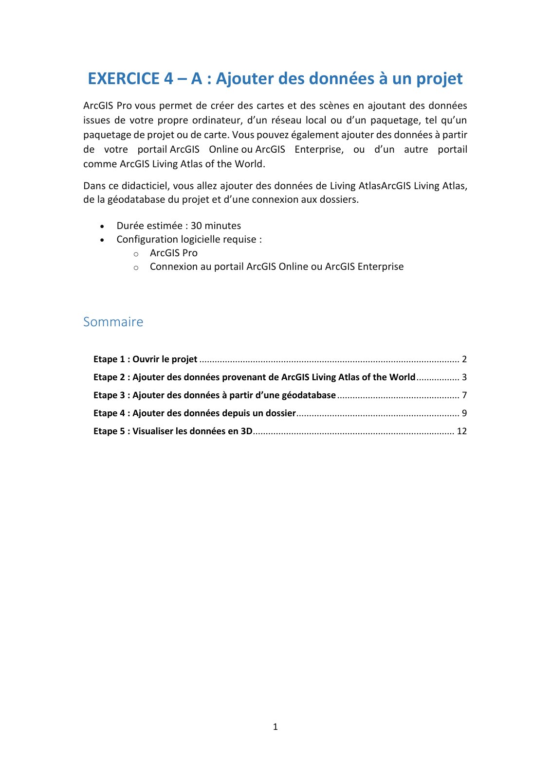First page of 16   EX4 A Ajouter des donn es un projet
