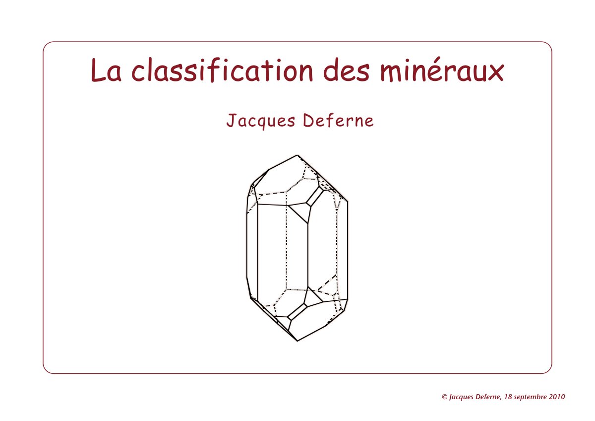 First page of La classification des mineraux