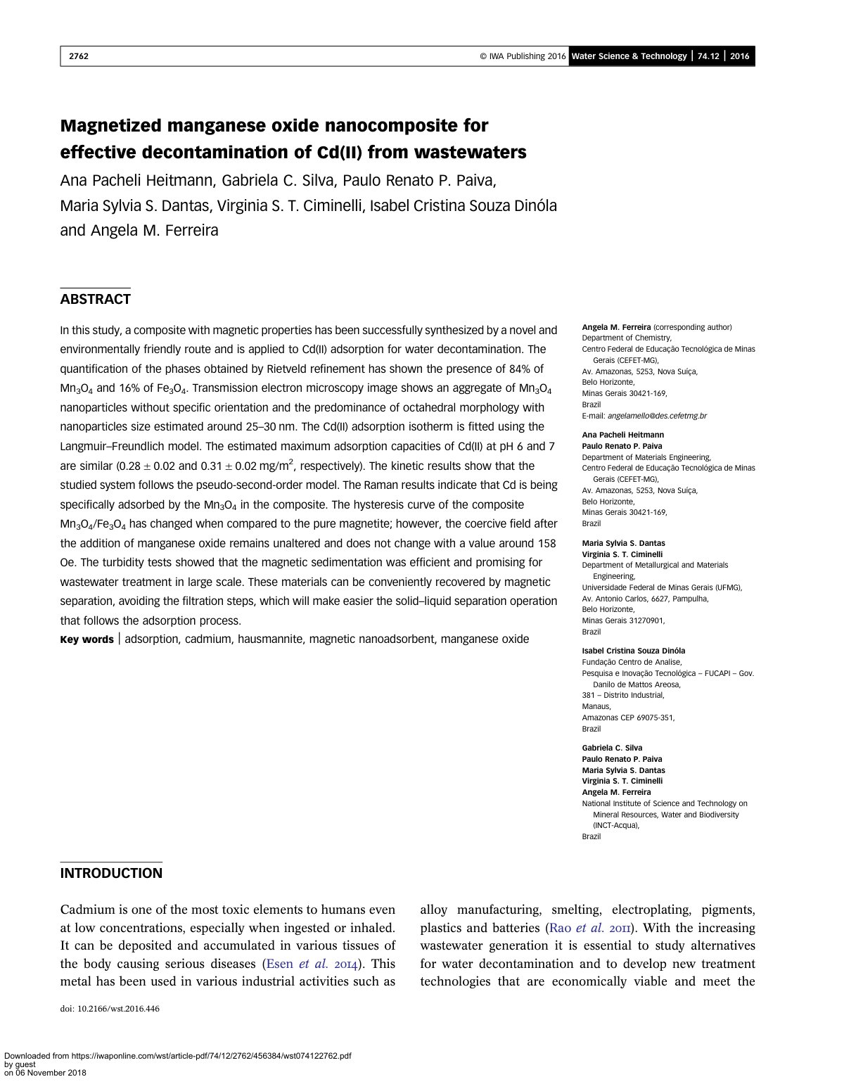 First page of Magnetized manganese oxide nanocomposite