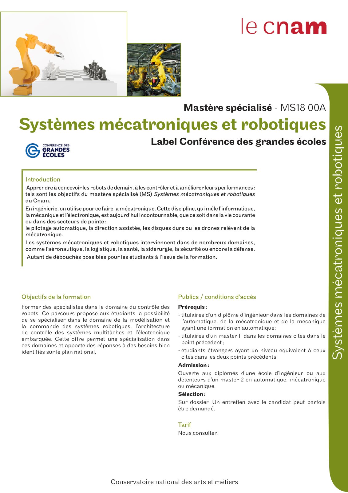 First page of MS1800A MS Systèmes mécatroniques et robotiques