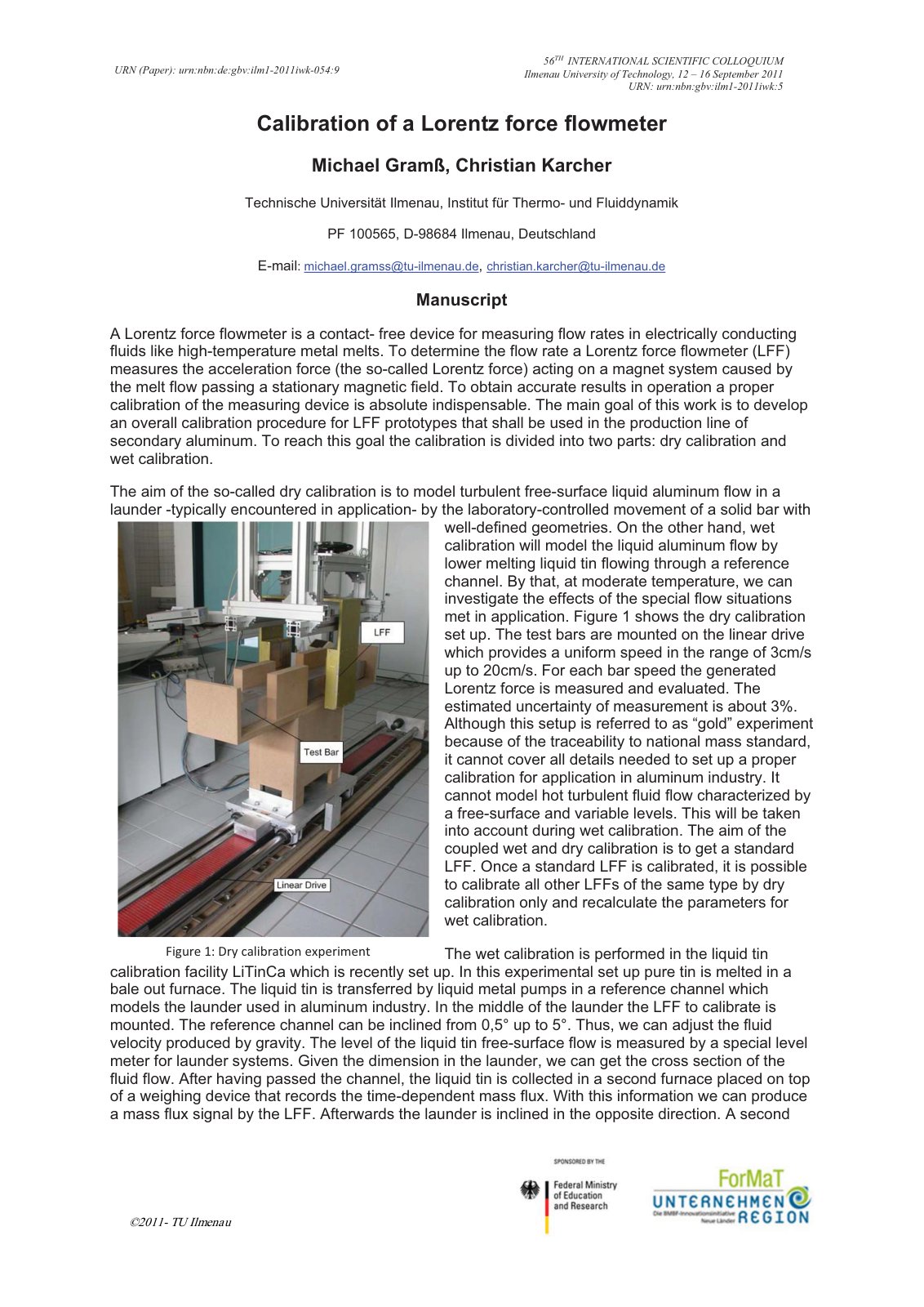 First page of Calibration of the Lorentz force flowmet