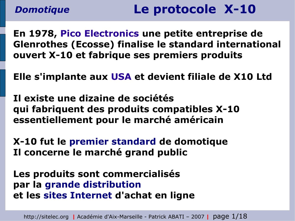 First page of Le protocole  X-10Domotique