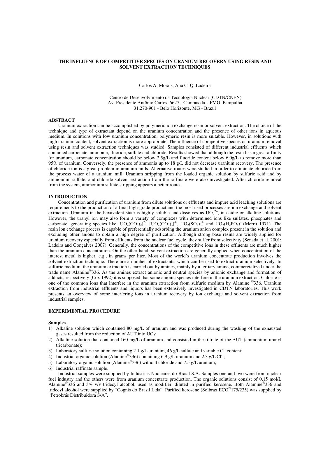 First page of The influence of competitive species on