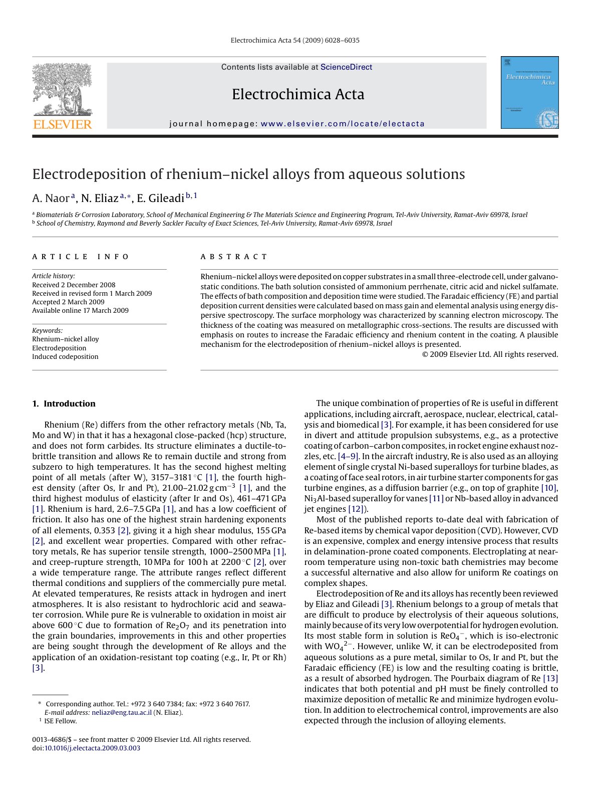 First page of Electrodeposition of rhenium nickel allo