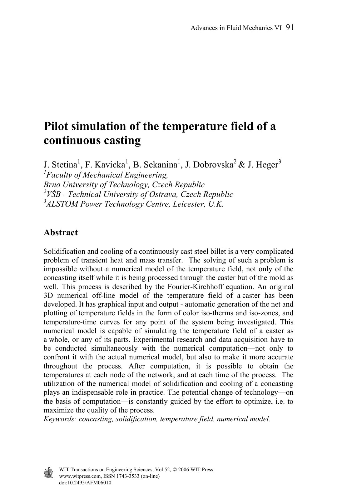 First page of Pilot simulation of the temperature fiel