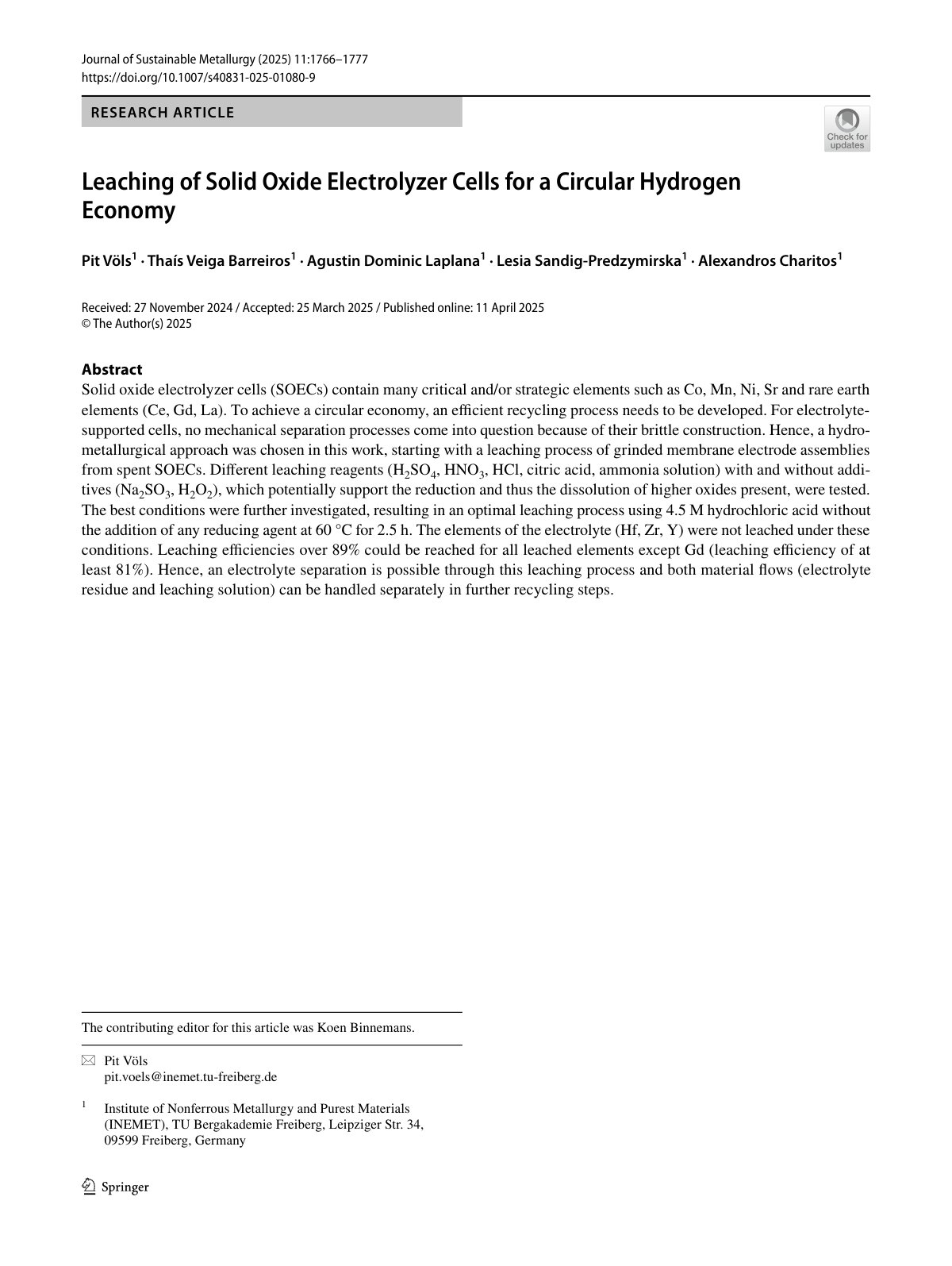 First page of 2025   Vols   Leaching of Solid Oxide Electrolyzer Cells