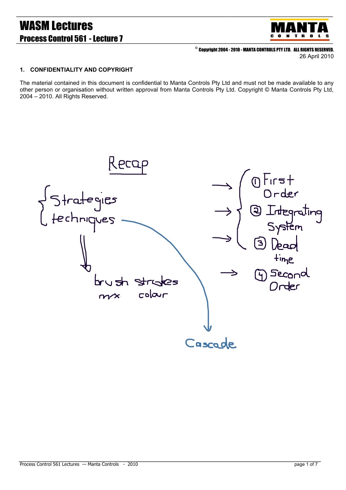 First page of Manta Controls   561   Lecture 7