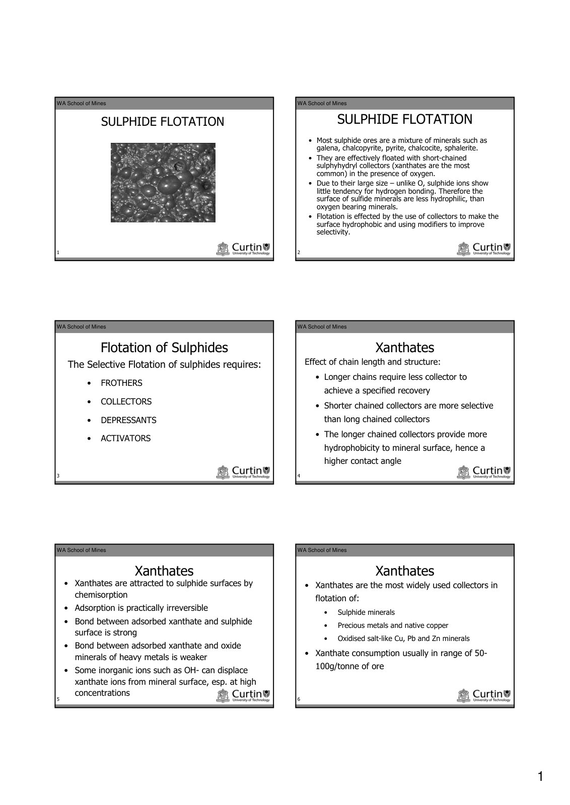 First page of Flotation of Sulphides   Slides