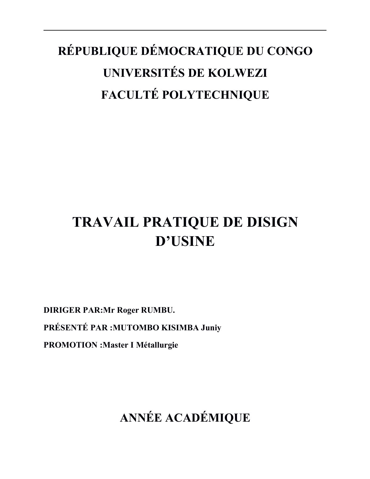First page of Design d’usine Métallurgique