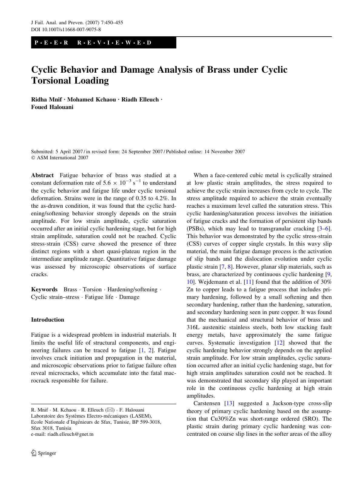 First page of Cyclic Behavior and Damage Analysis of B