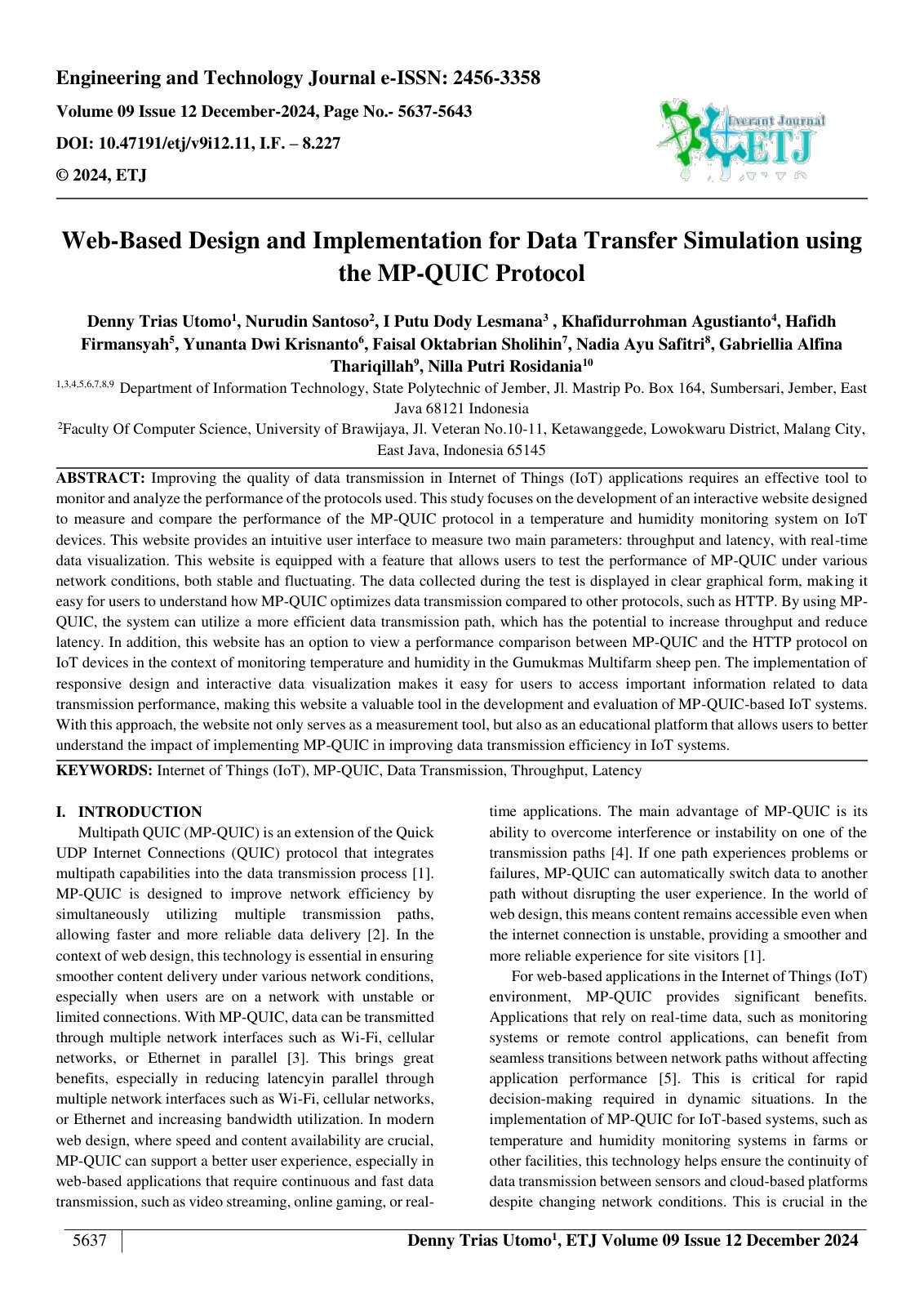 First page of Web Based Design and Implementation for Data Transfer Simulation using 