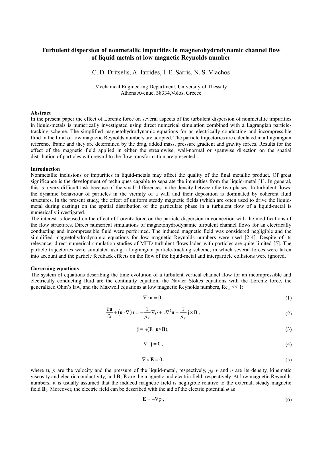 First page of Turbulent dispersion of nonmetallic impu