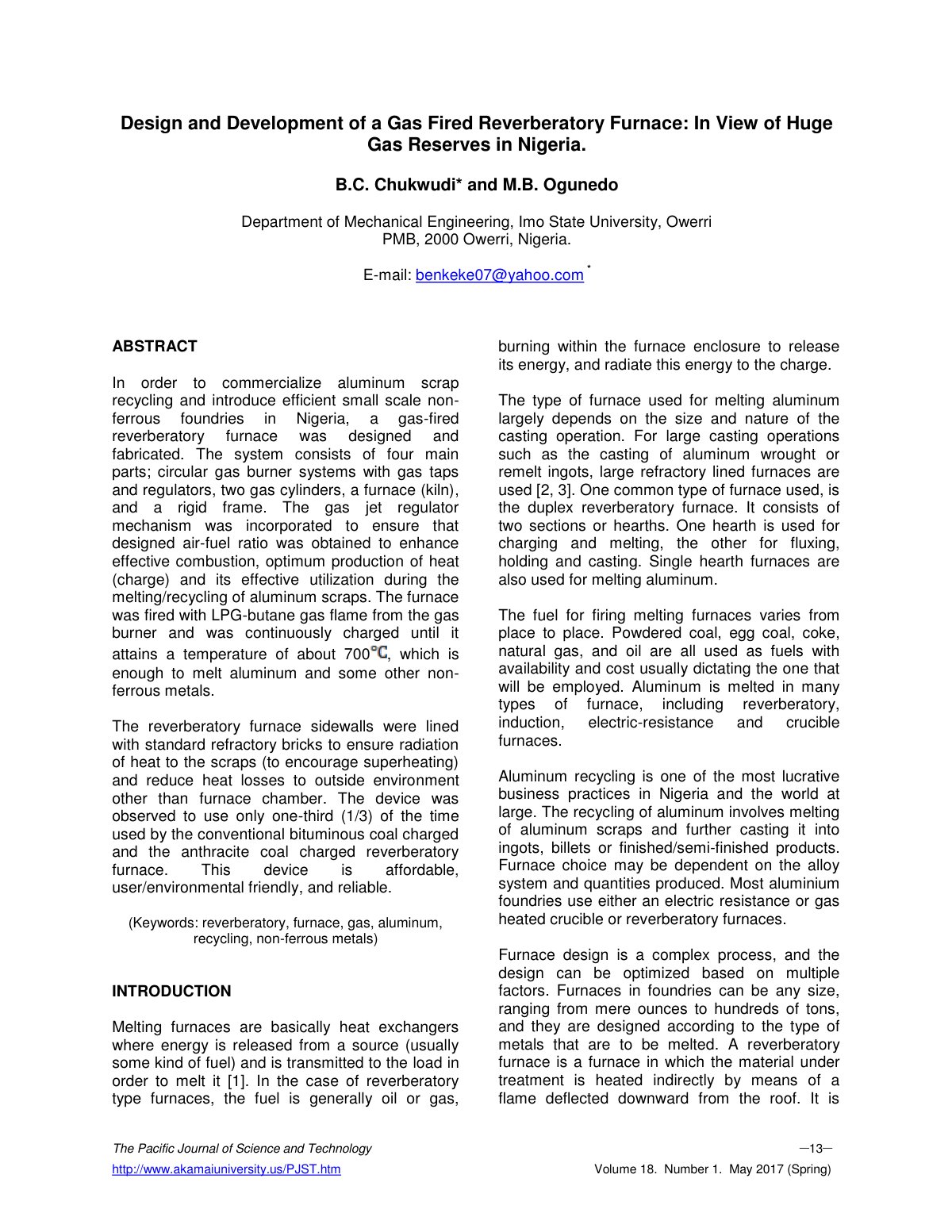 First page of Design and Development of a Gas Fired Re