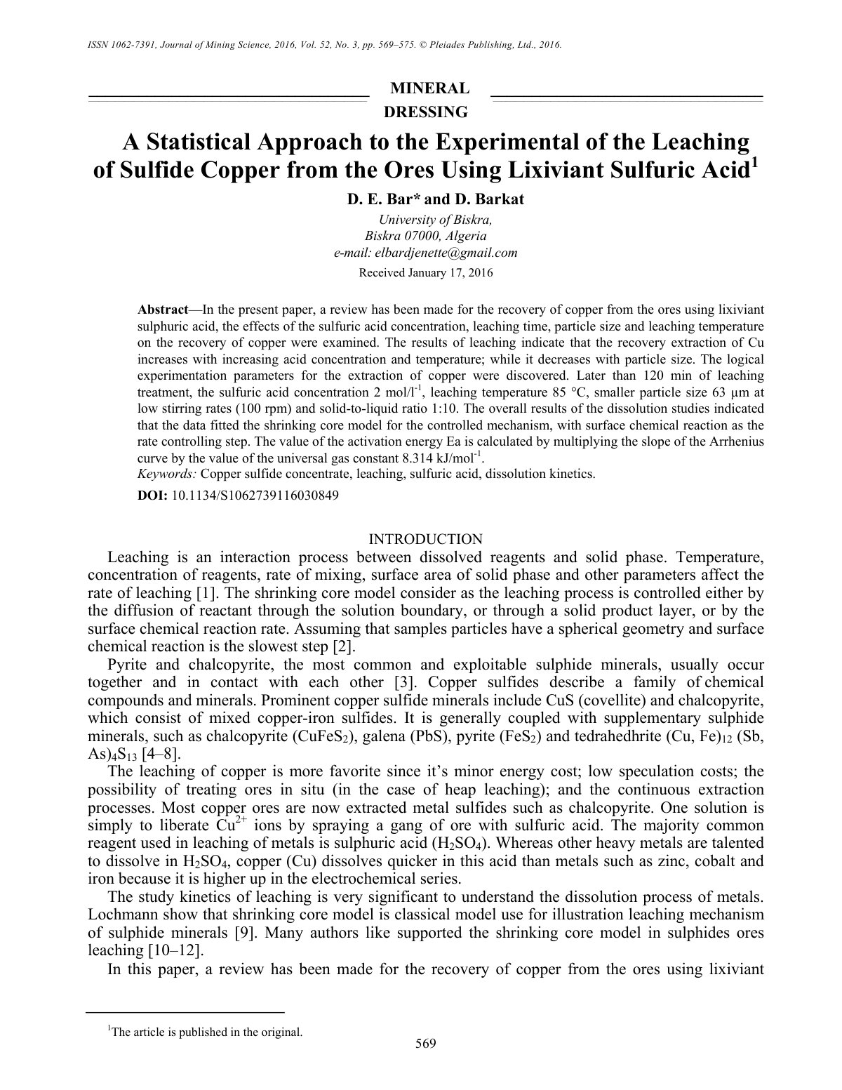 First page of A Statistical Approach to the Experiment