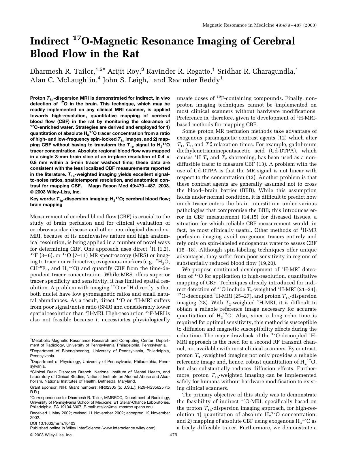 First page of Indirect17O magnetic resonance imaging o
