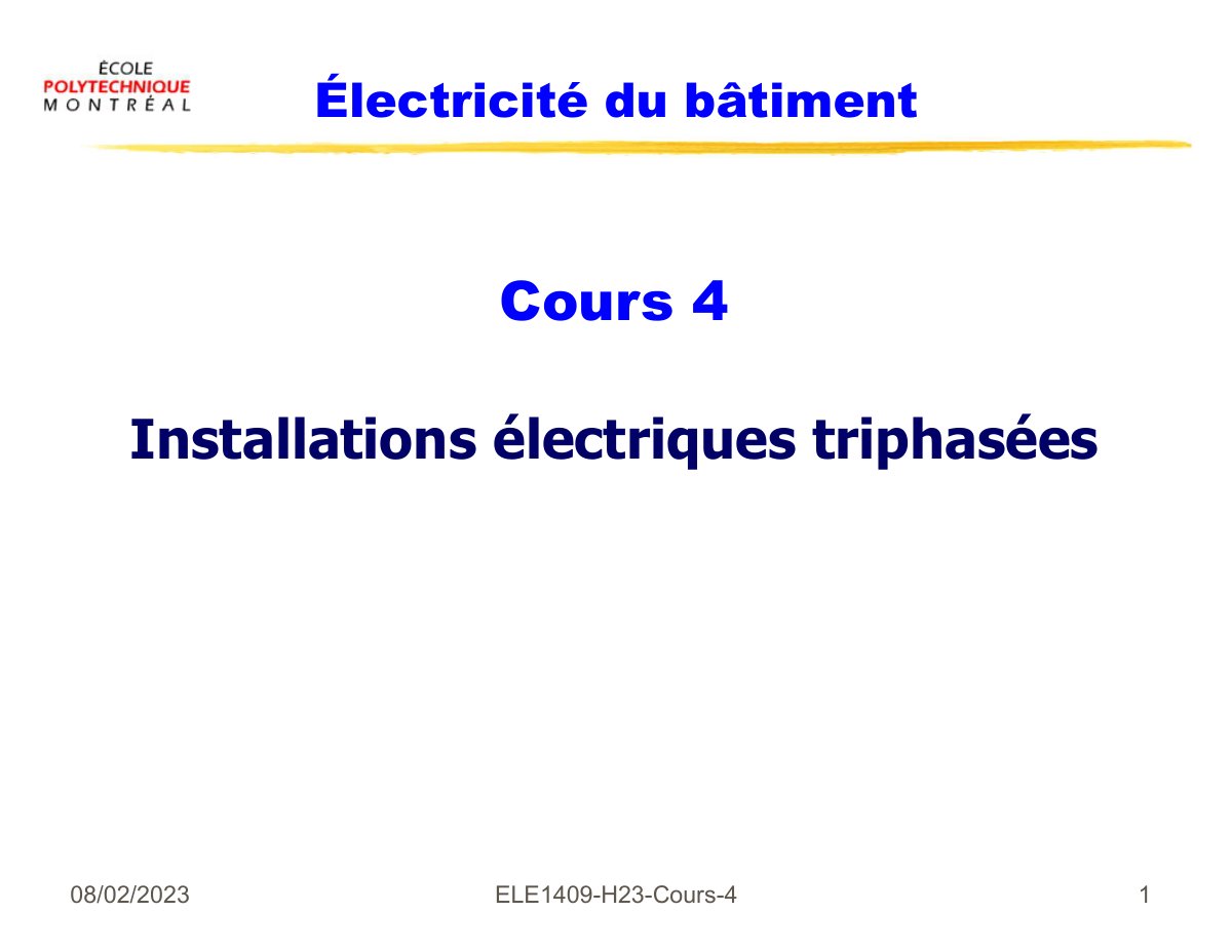 First page of ELE1409 H23 Cours 4 1