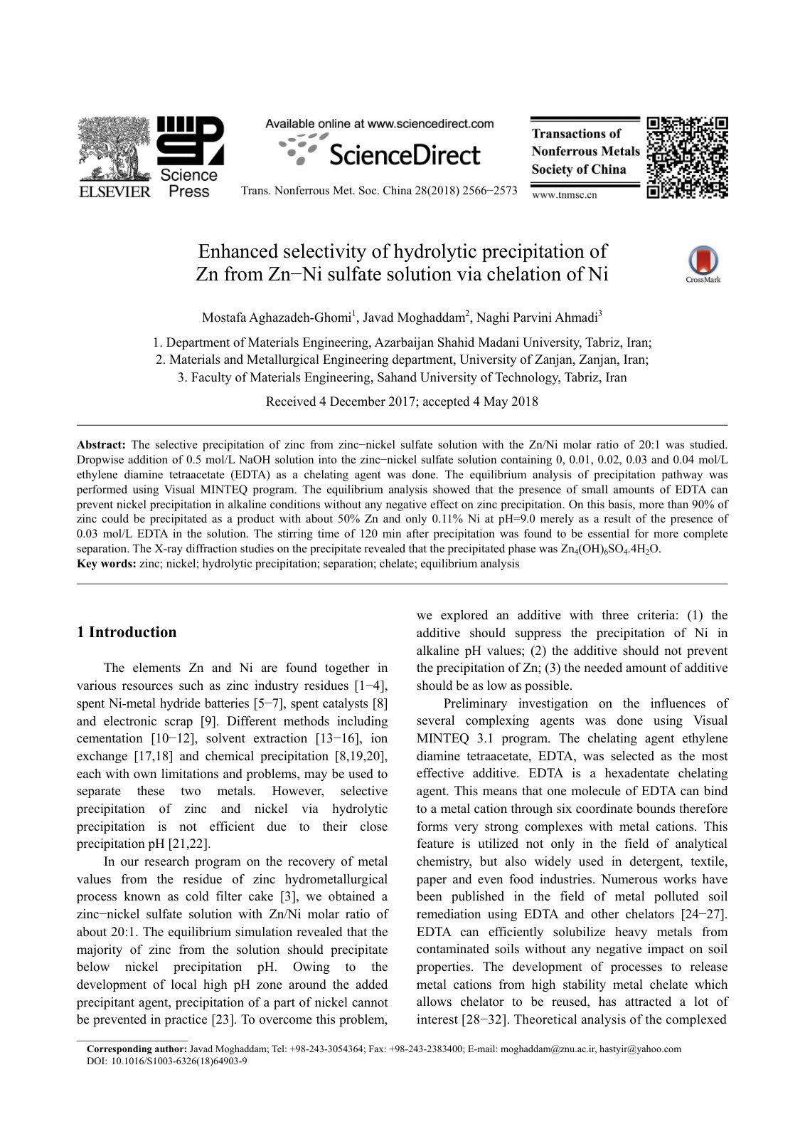 First page of Enhanced selectivity of hydrolytic preci