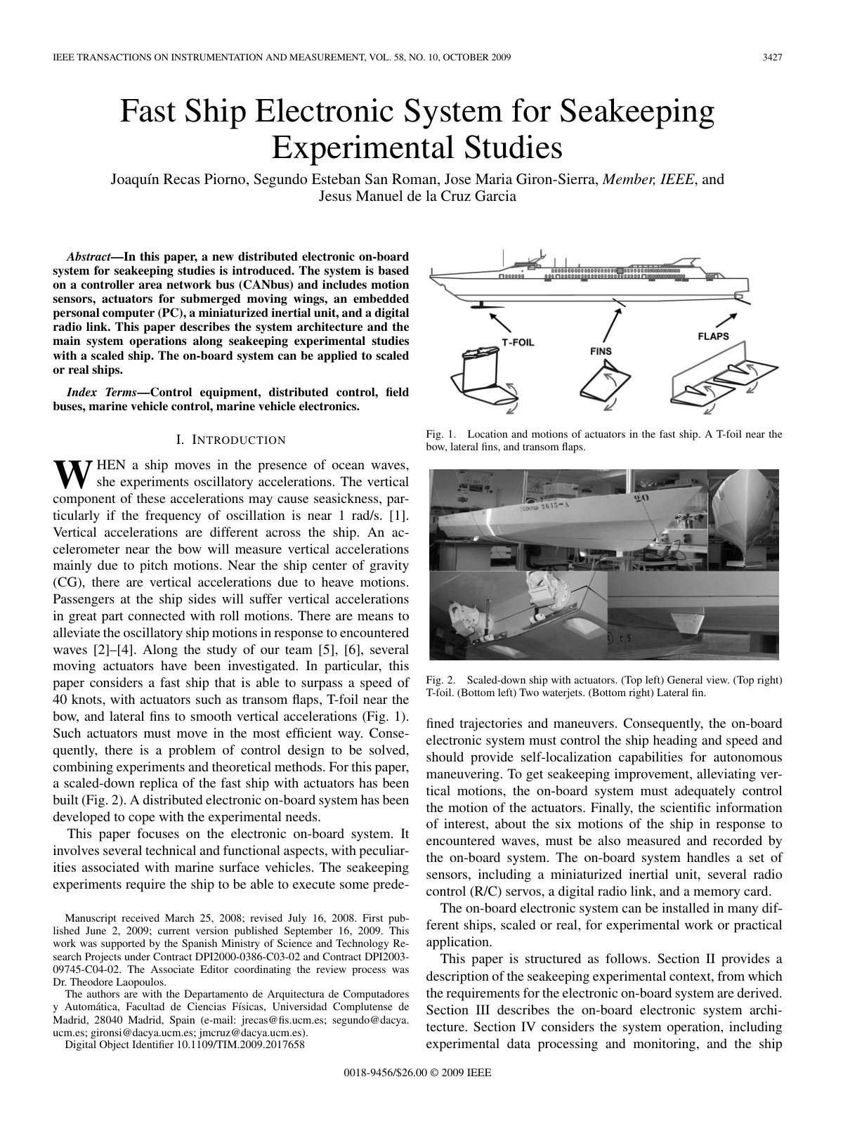 First page of Fast Ship Electronic System for Seakeeping Experimental Studies