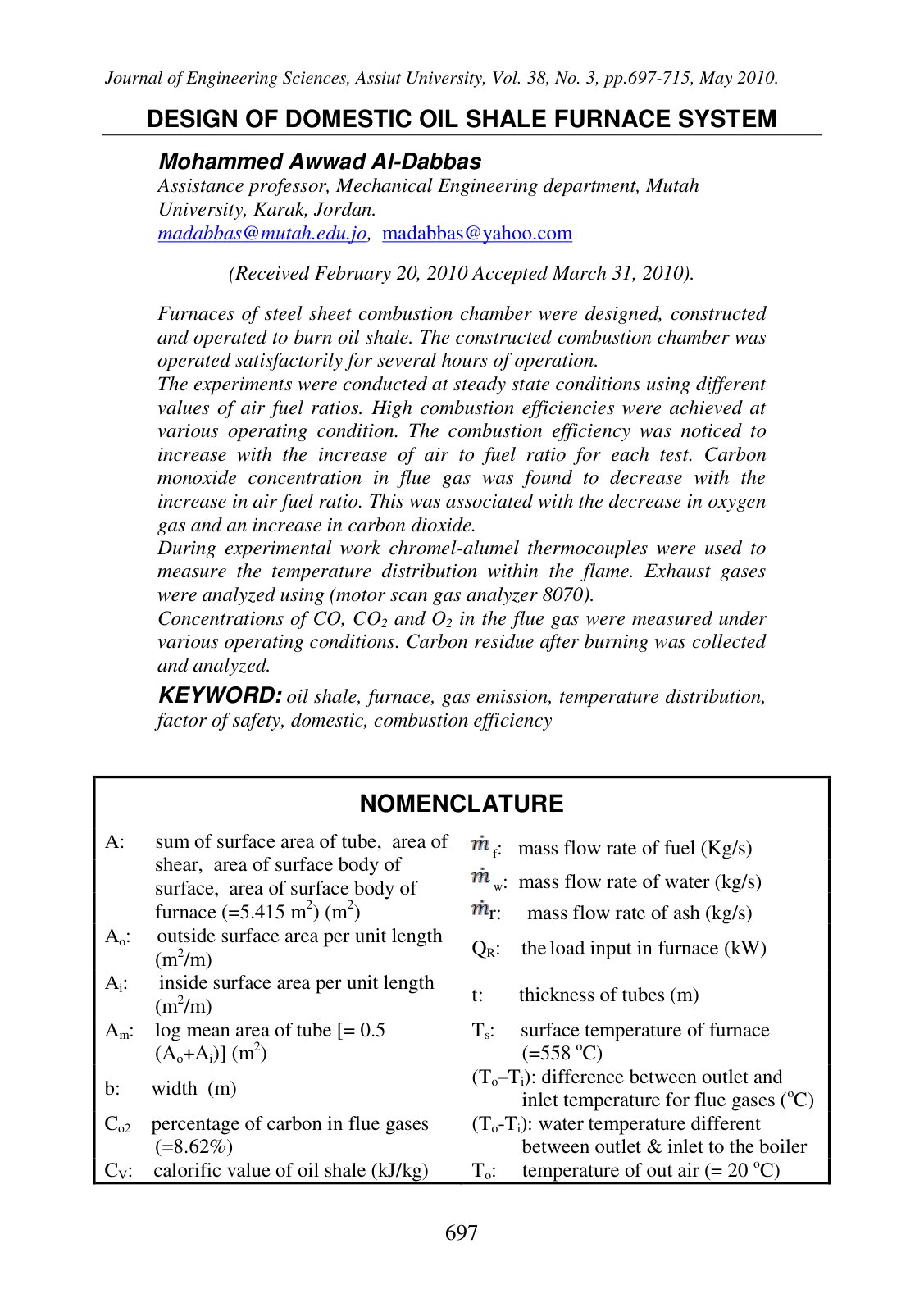 First page of Design of Domestic Oil Shale Furnace Sys