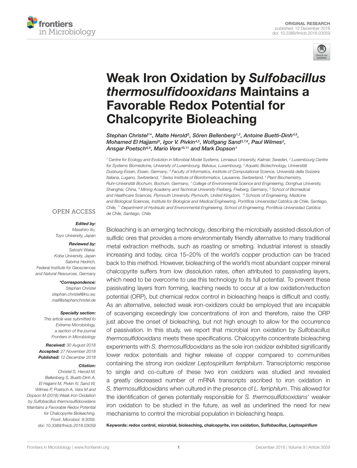 First page of Weak Iron Oxidation by Sulfobacillus the