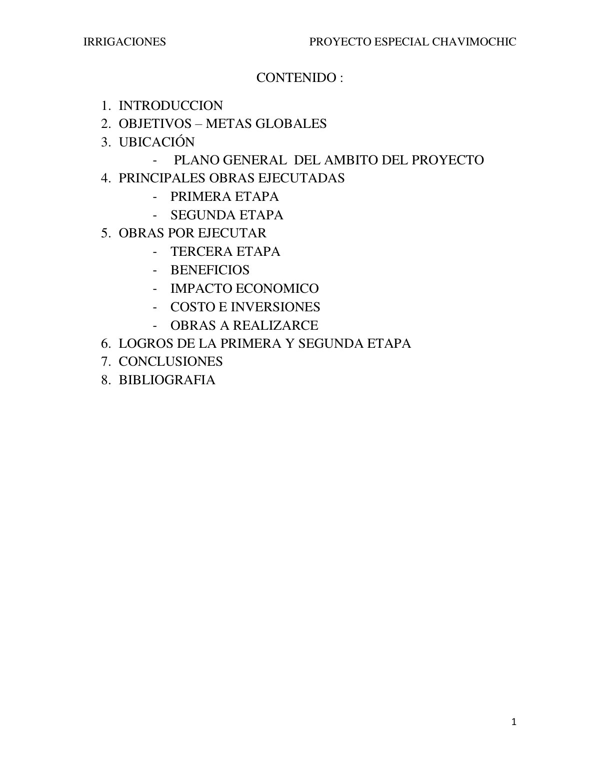 First page of PECH monografia de irrigacion