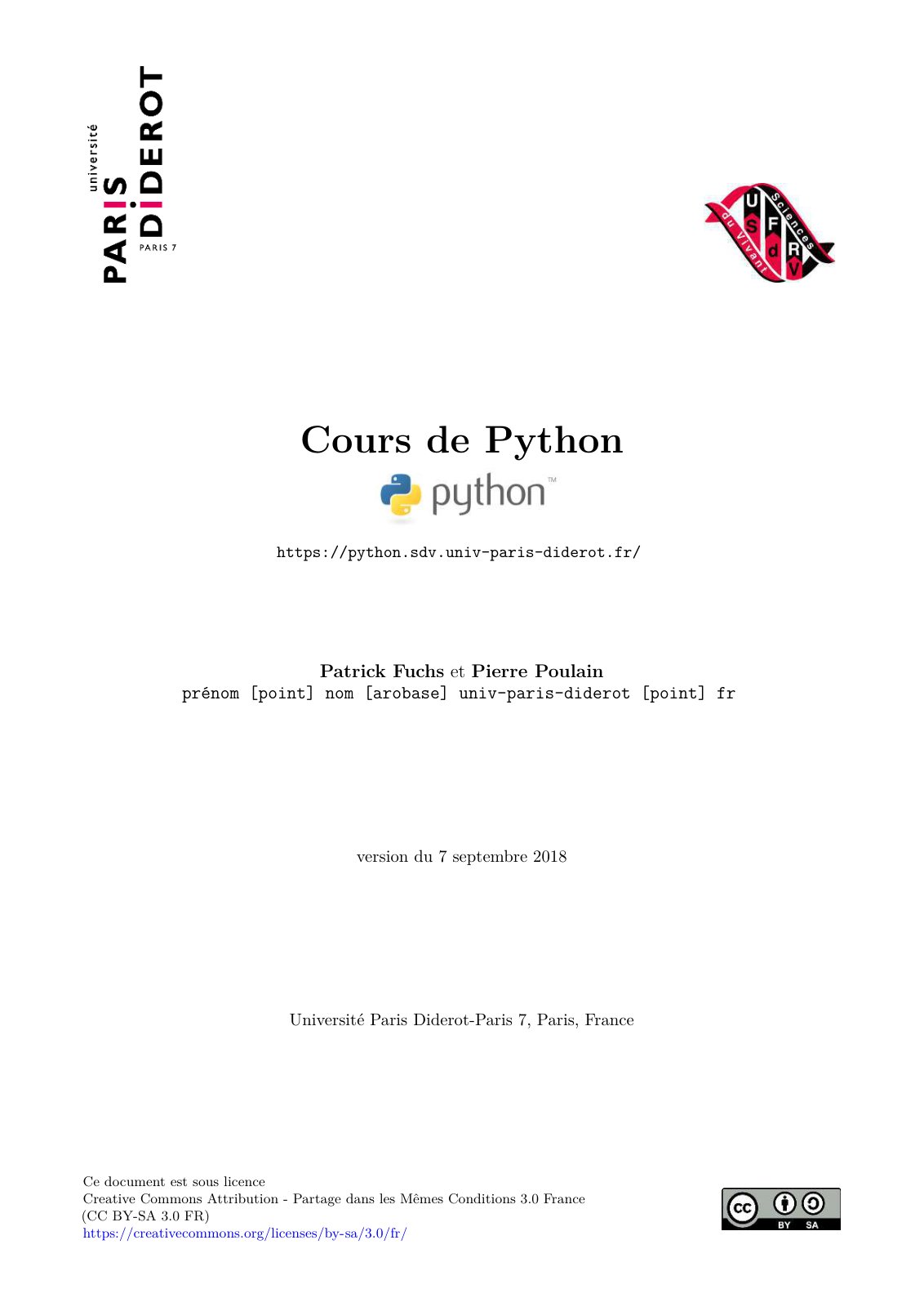 First page of 0739 cours de python