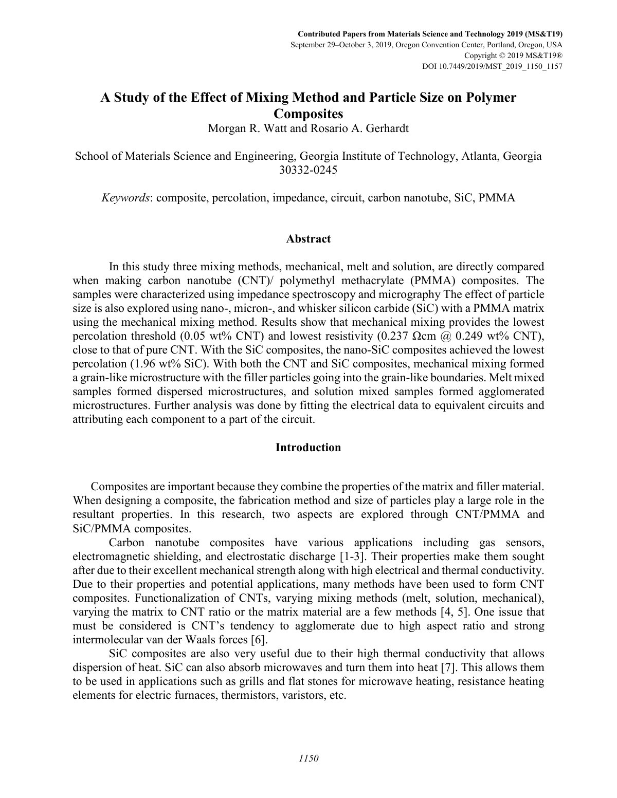 First page of A Study of the Effect of Mixing Method and Particle Size on Polymer Composites