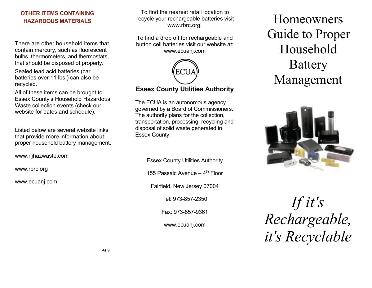 First page of Homeowners Guide to Disposing Batteries (PDF)