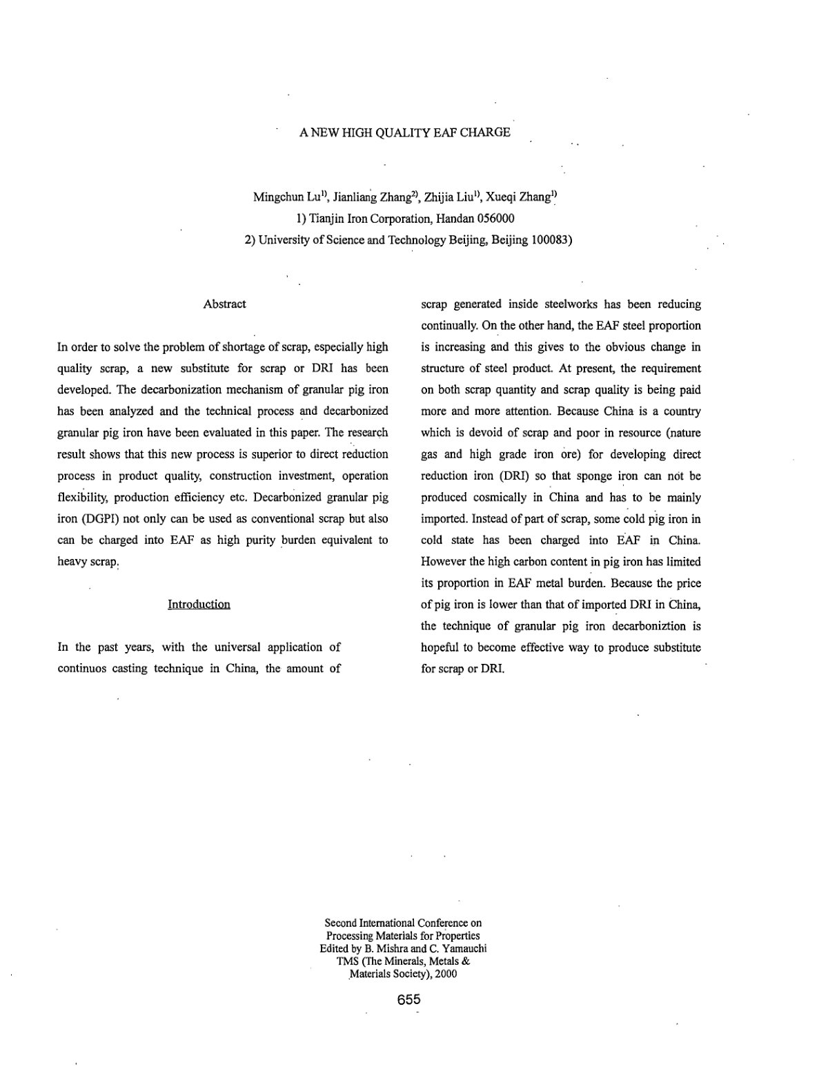 First page of A NEW HIGH QUALITY EAF CHARGE