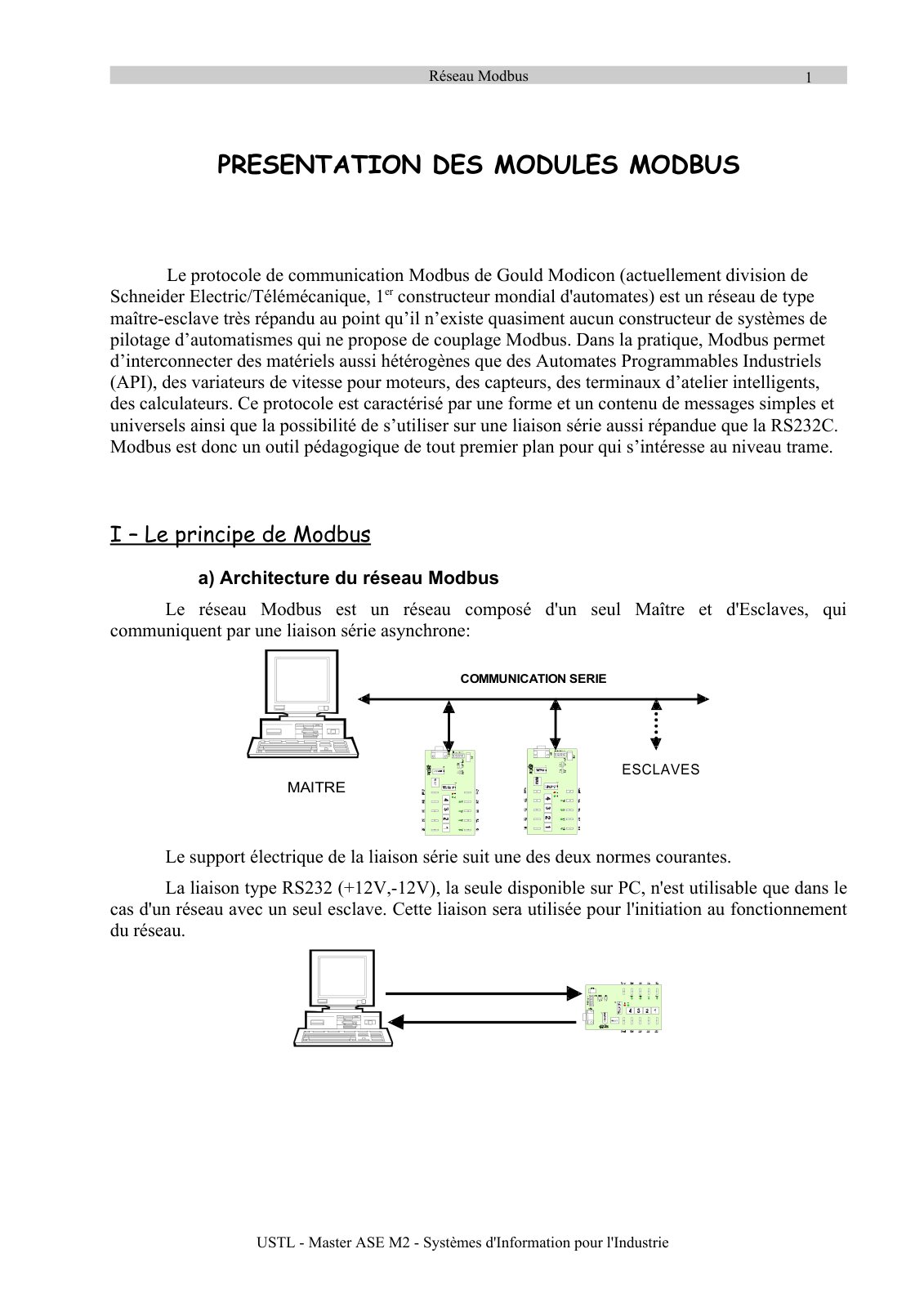 First page of Réseau Modbus