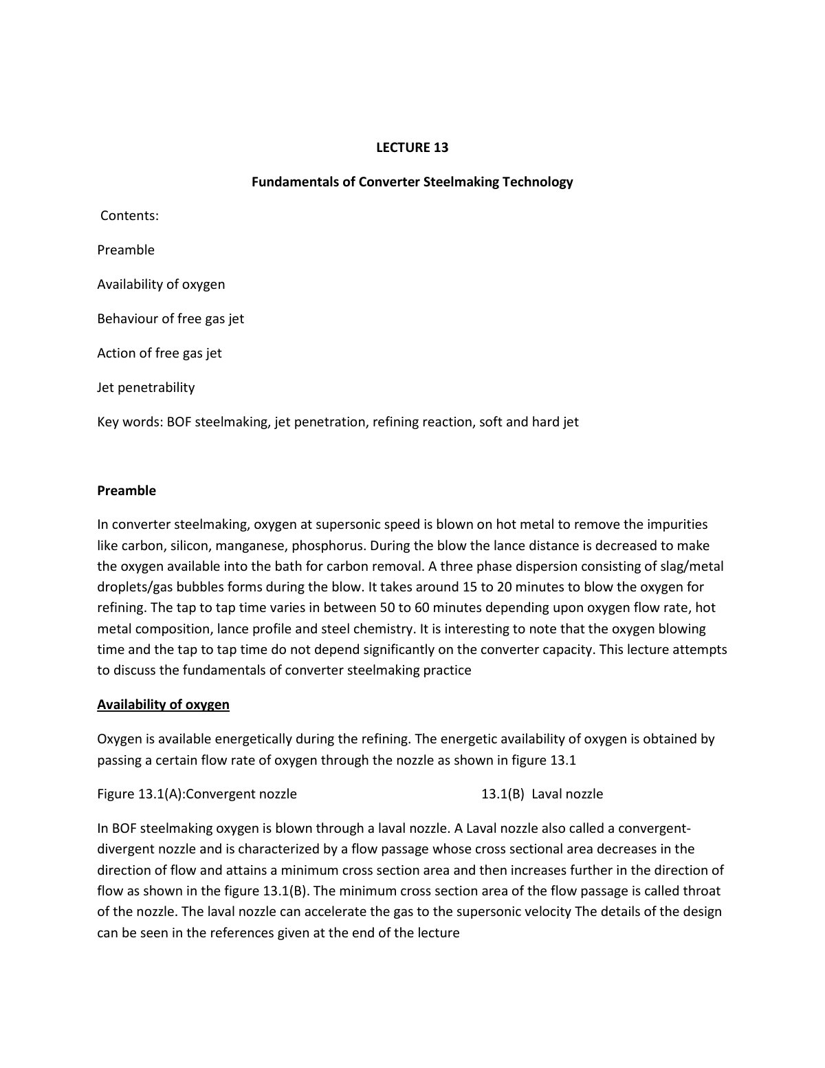 First page of 346133039 Lecture 13 Modern Steelmaking Practice
