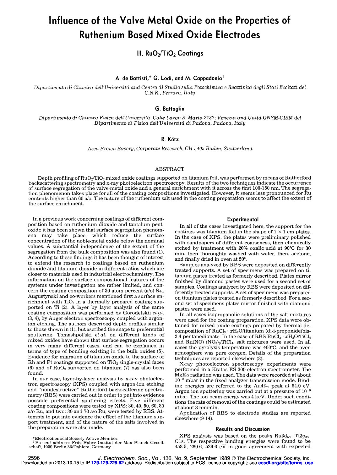 First page of Influence of the Valve Metal Oxide on th