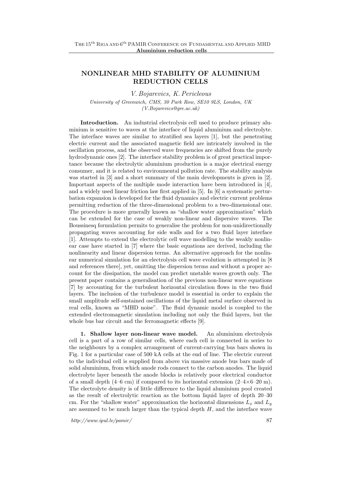 First page of NONLINEAR MHD STABILITY OF ALUMINIUM REDUCTION CELLS