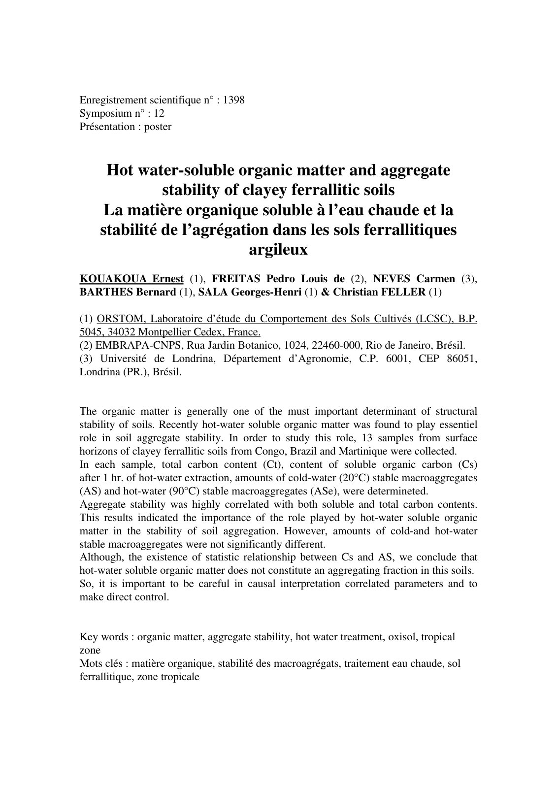 First page of La matiere organique soluble a leau chau