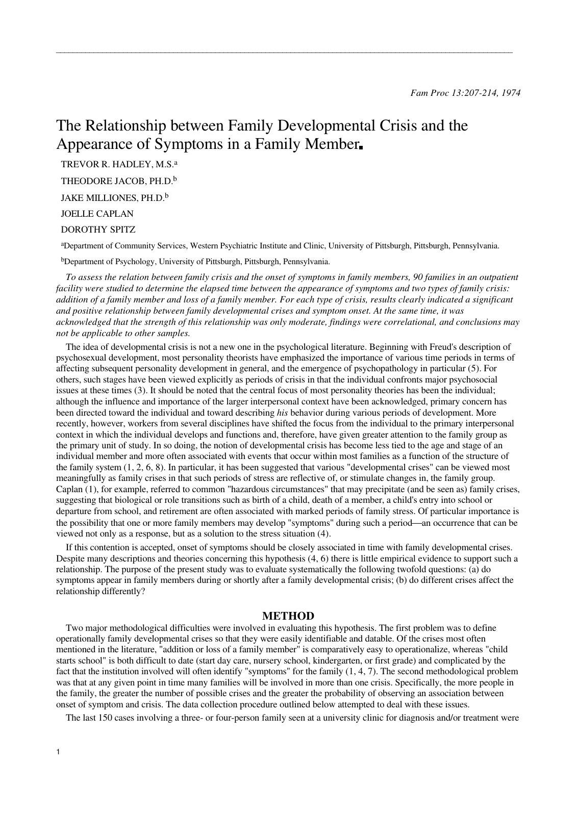 First page of The Relationship between Family Developm