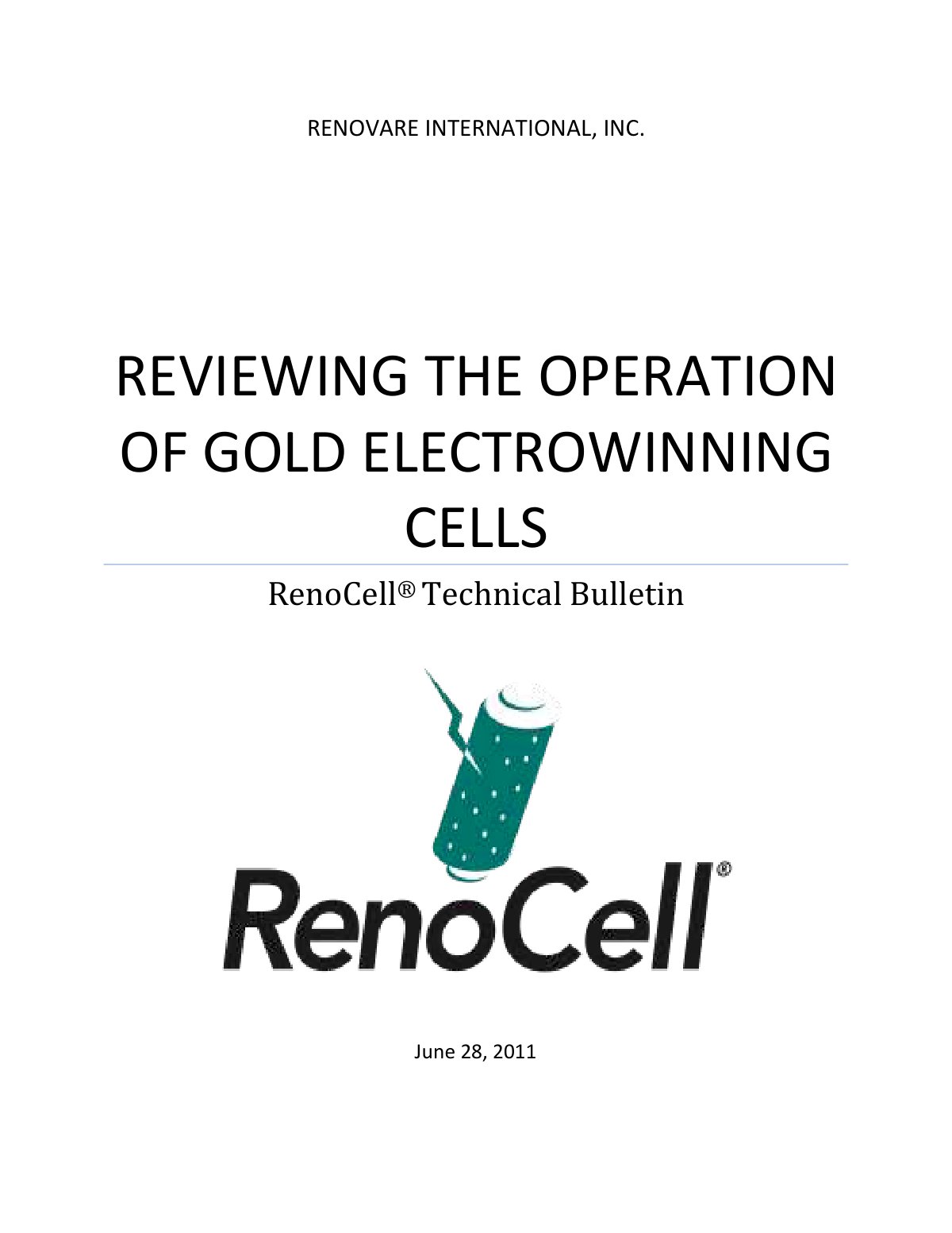 First page of REVIEWING THE OPERATION OF GOLD ELECTROW