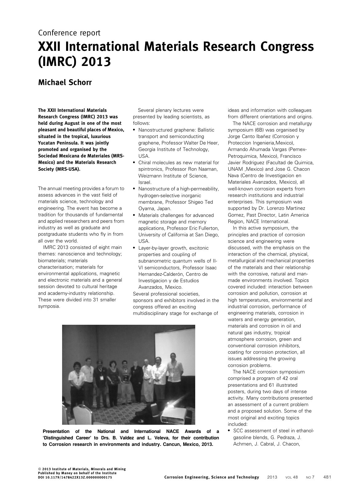 First page of XXII International Materials Research Co