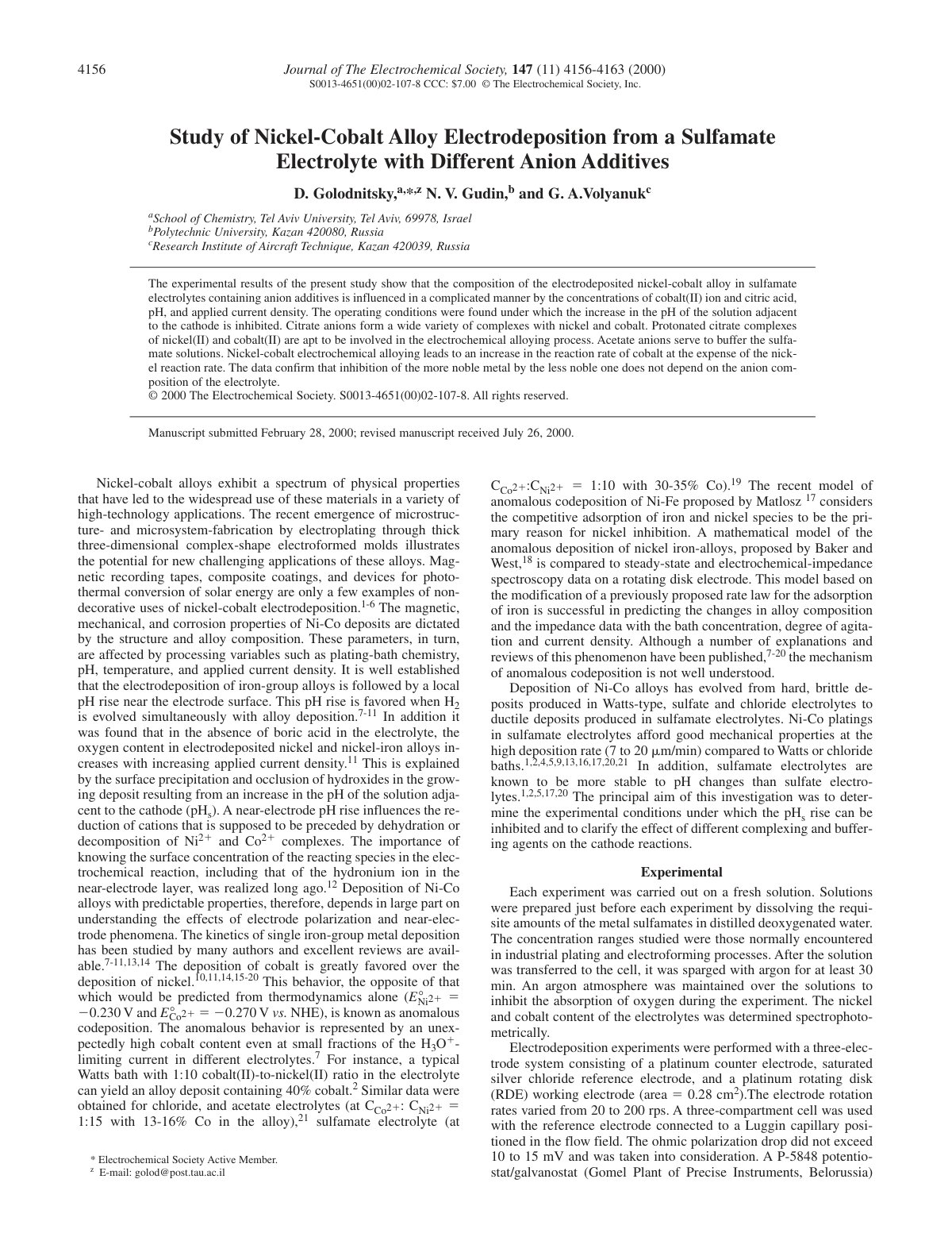 First page of Study of Nickel Cobalt Alloy Electrodepo